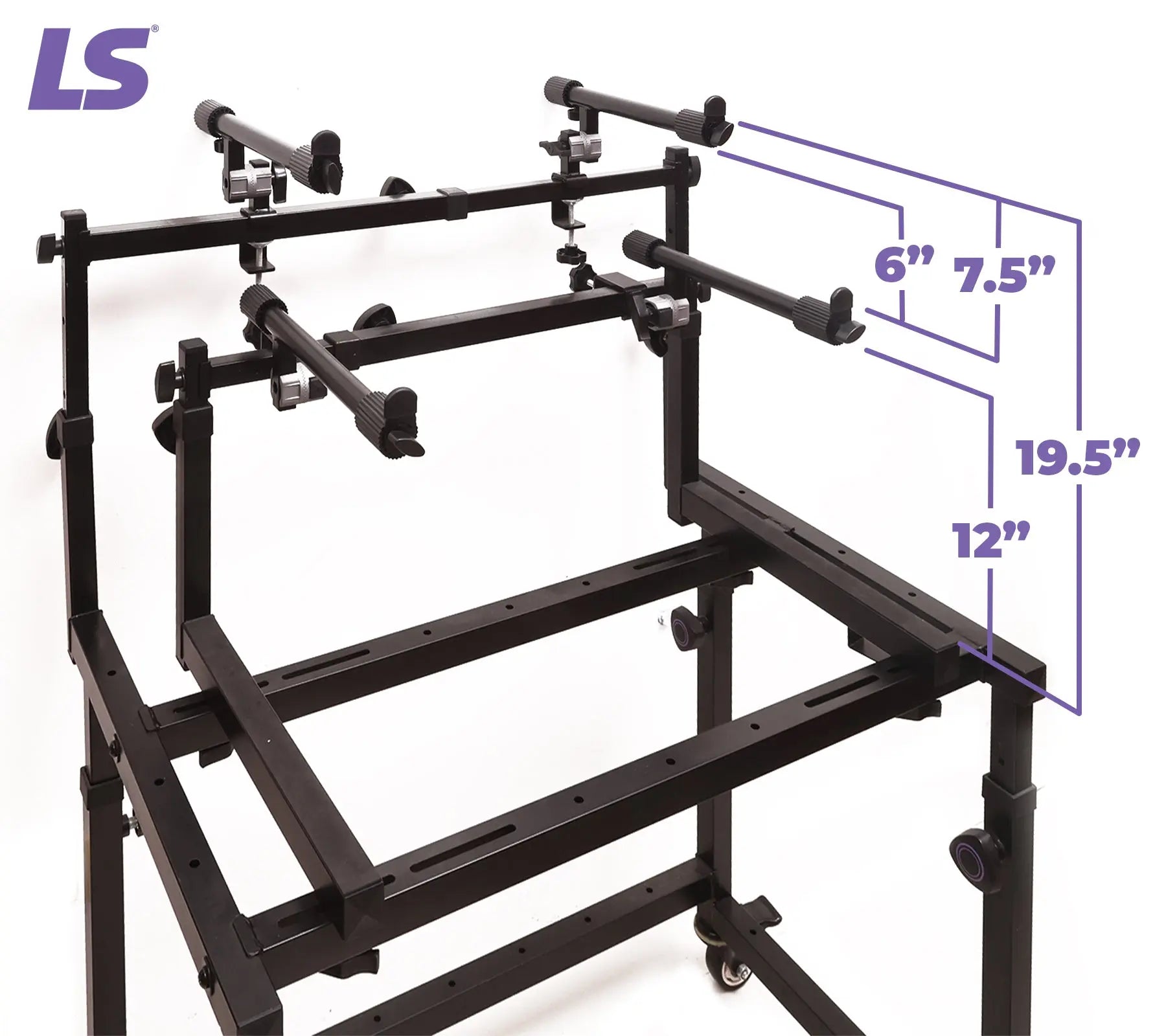 3-Tier Portable Keyboard Workstation with Wheels Liquid Stands
