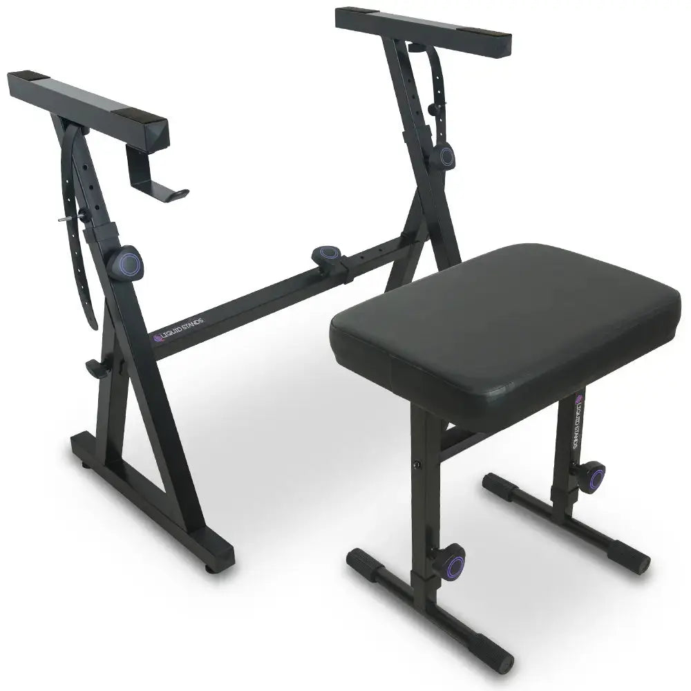 Adjustable Z Shape Black Keyboard Stand w/ Bench Liquid Stands