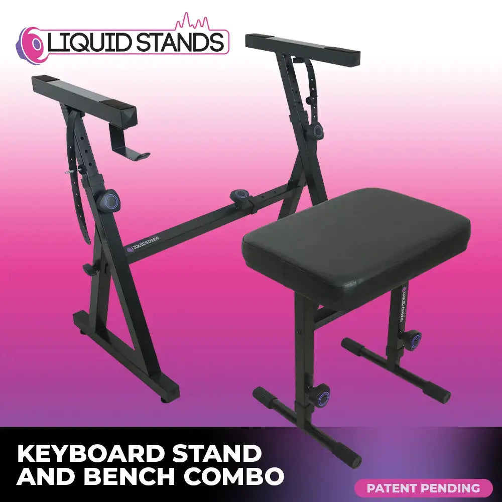 Adjustable Z Shape Black Keyboard Stand w/ Bench Liquid Stands