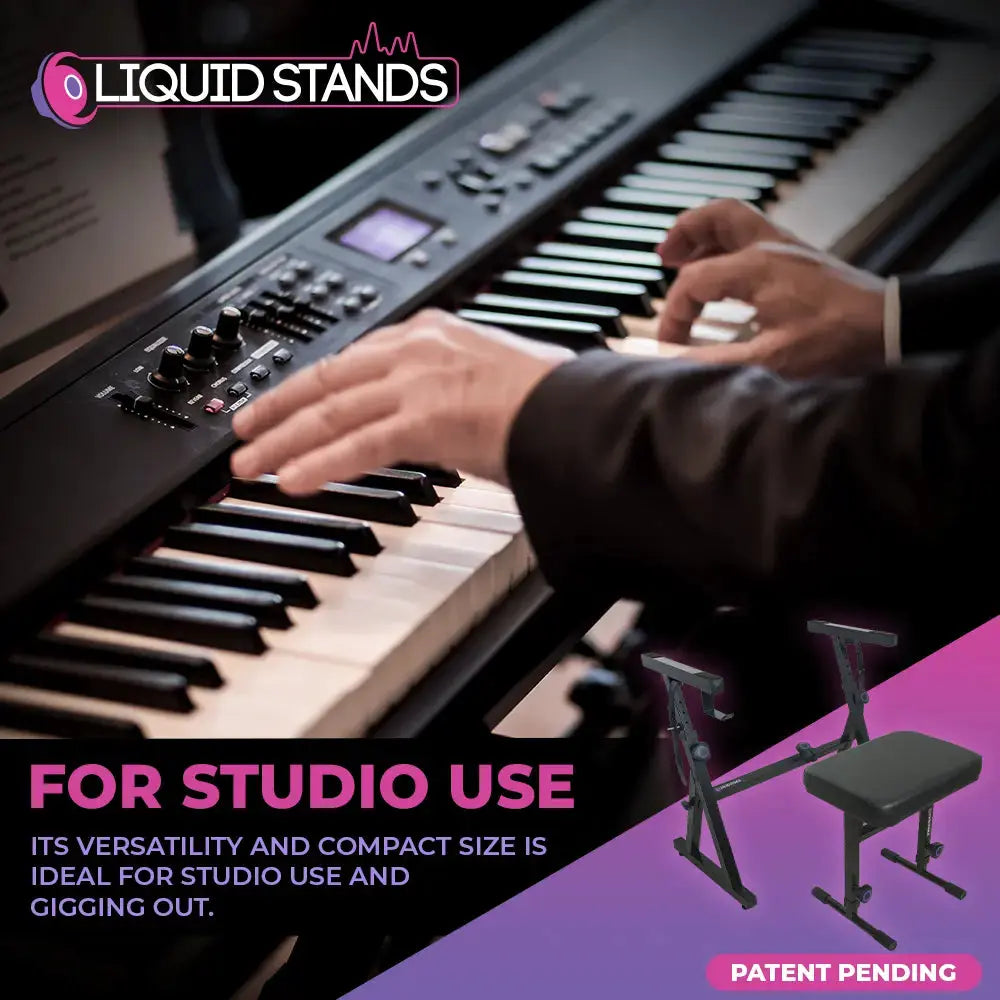 Adjustable Z Shape Black Keyboard Stand w/ Bench Liquid Stands
