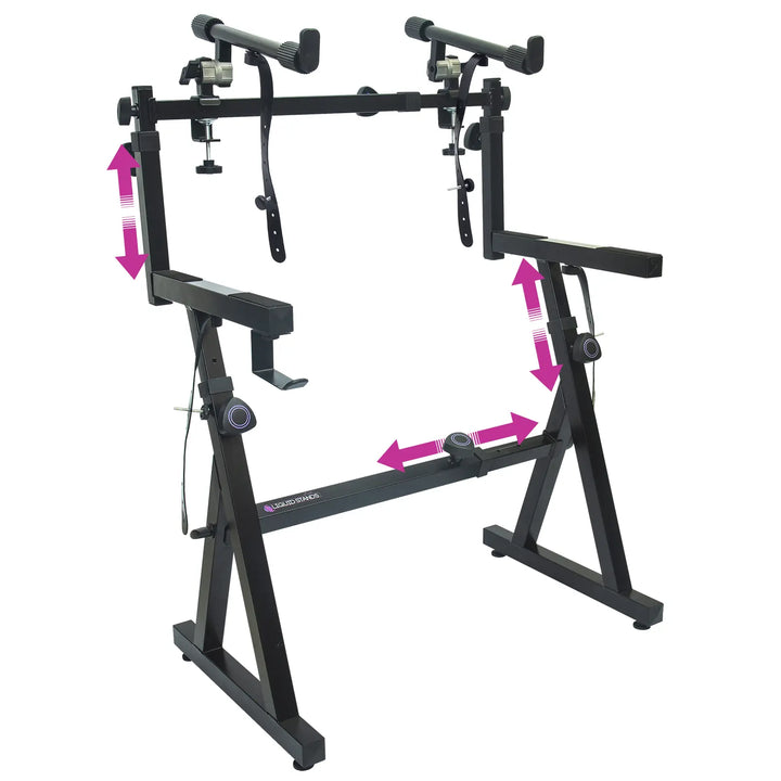 Adjustable Z Style Black Keyboard Stand w/ 2nd Tier Liquid Stands