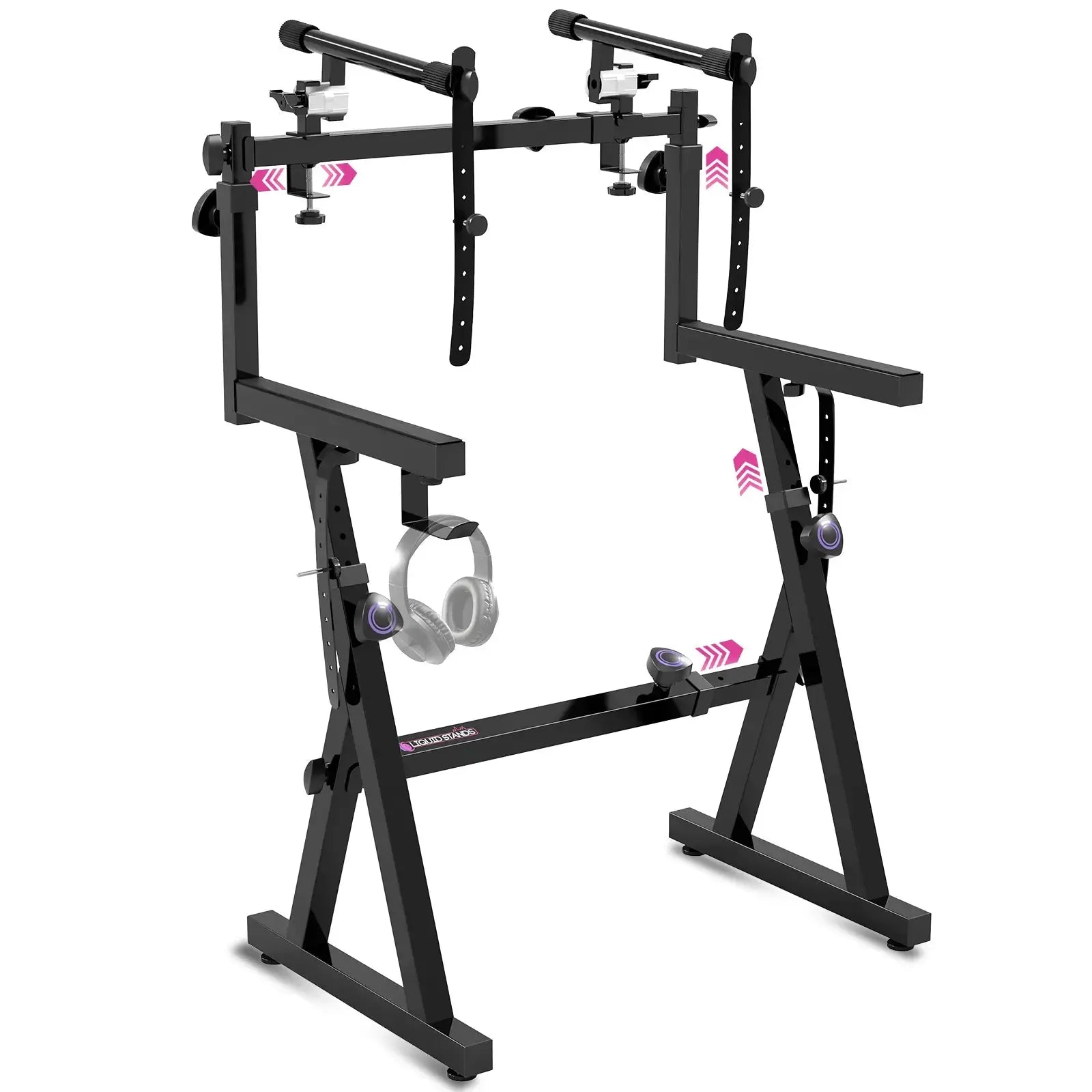 Adjustable Z Style Black Keyboard Stand w/ 2nd Tier Liquid Stands