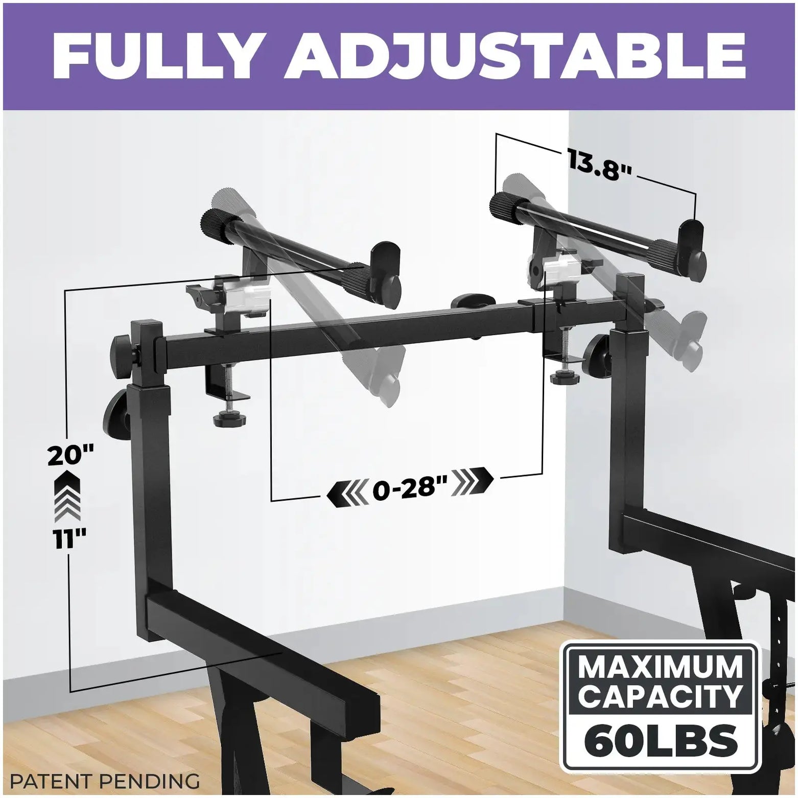 Adjustable Z Style Black Keyboard Stand w/ 2nd Tier Liquid Stands