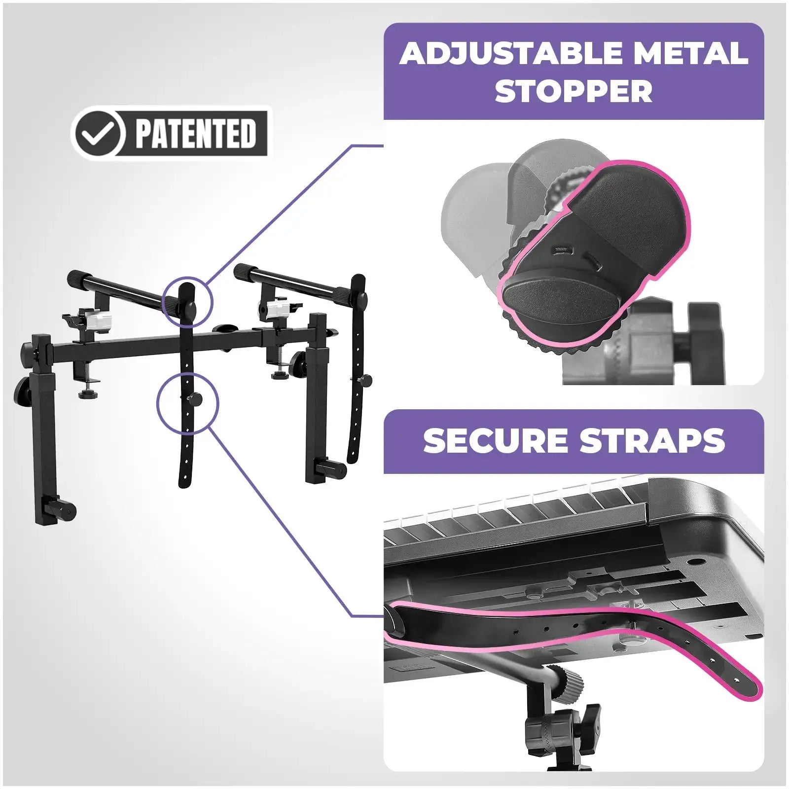Adjustable Z Style Black Keyboard Stand w/ 2nd Tier Liquid Stands