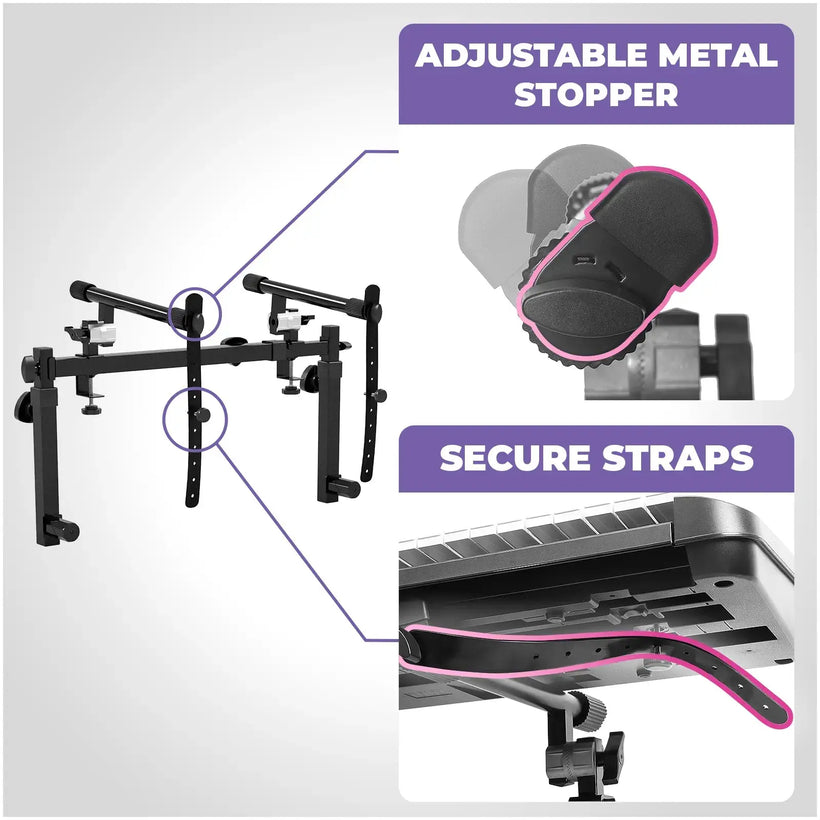 Adjustable Z Style Black Keyboard Stand w/ 2nd Tier Liquid Stands