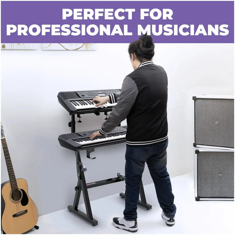 Adjustable Z Style Black Keyboard Stand w/ 2nd Tier Liquid Stands