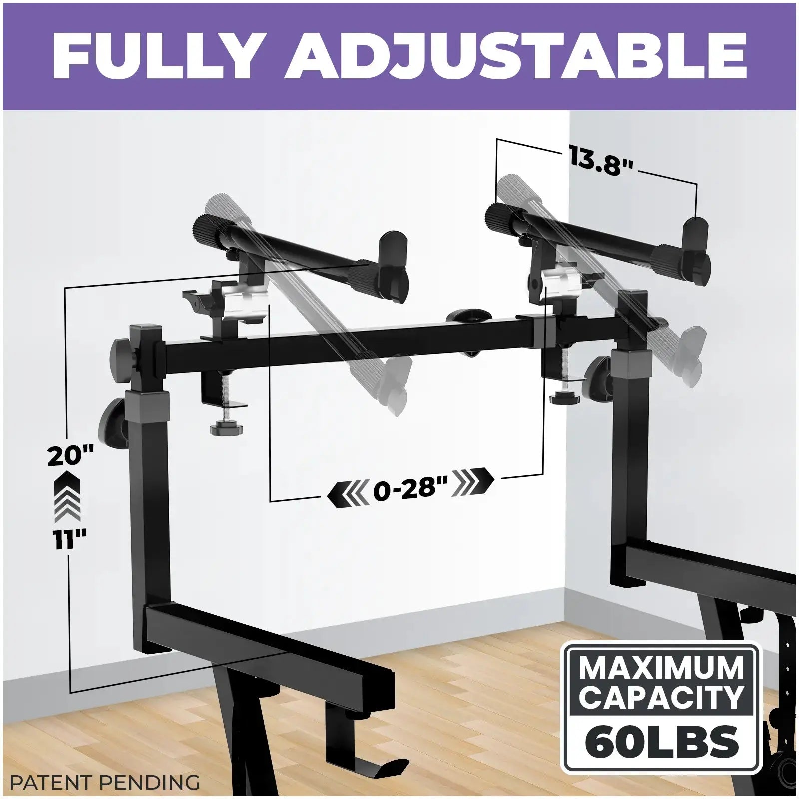 Dual Piano Keyboard Stand with 2nd Tier Adjustable Arms Liquid Stands