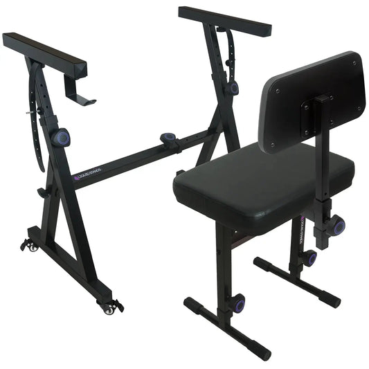 Keyboard Stand w/ Wheels and Adjustable Bench Set Liquid Stands