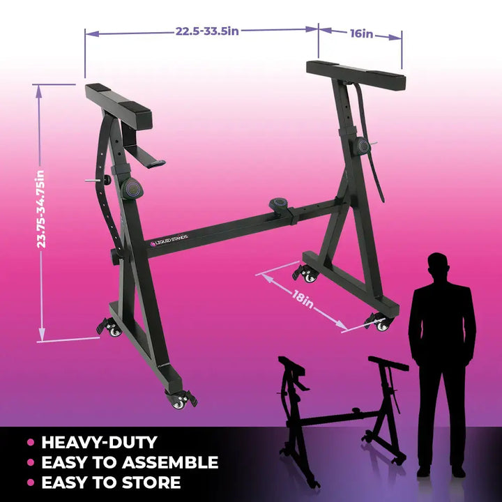 Keyboard Stand w/ Wheels and Adjustable Bench Set Liquid Stands