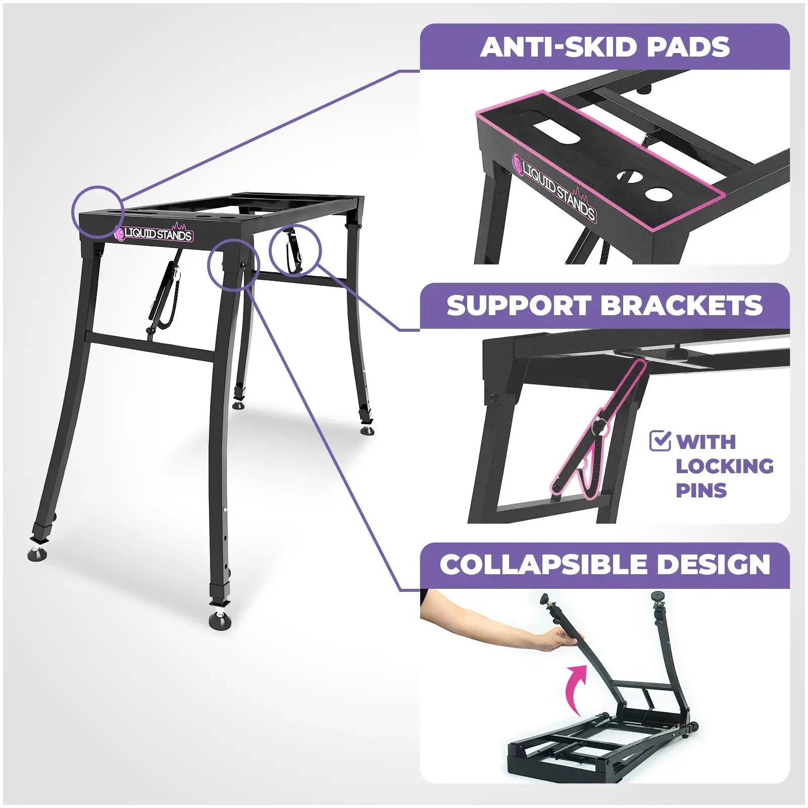 Collapsible Keyboard Stand and Piano Bench Stool Liquid Stands