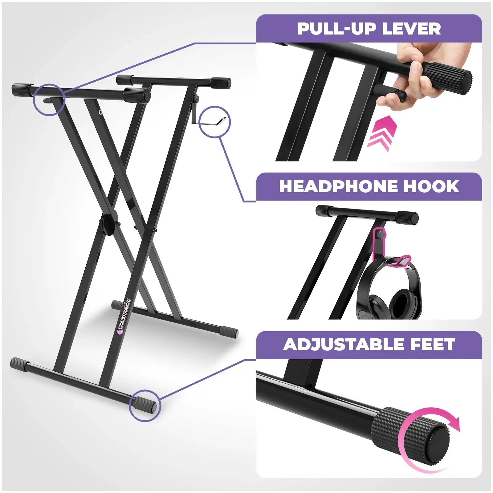 Adjustable X Style Keyboard Stand and Bench Liquid Stands