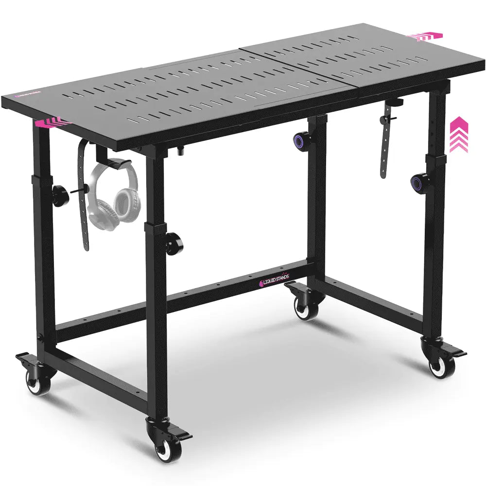 Portable Keyboard Workstation with Utility Table Liquid Stands
