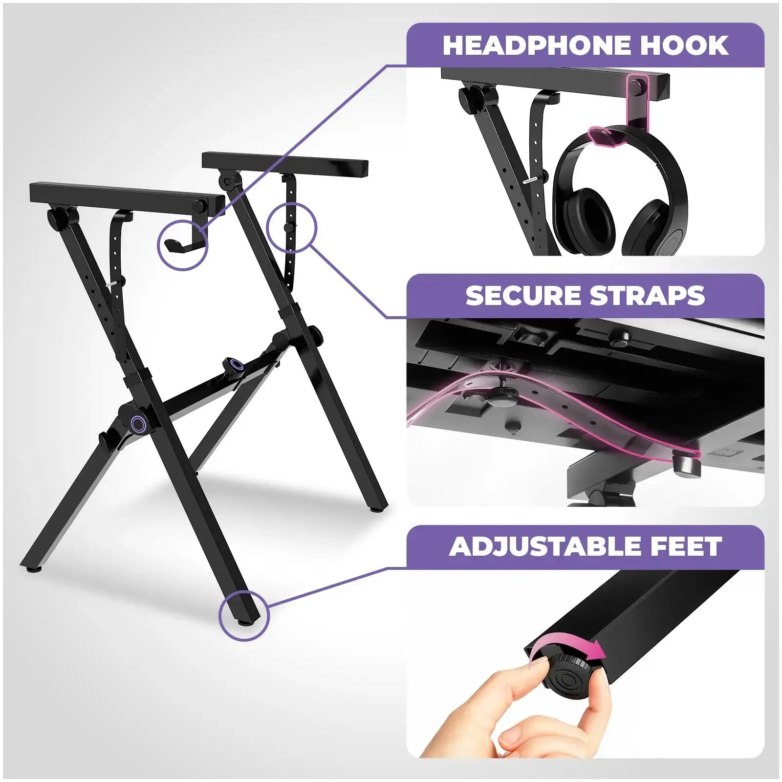 Foldable Piano Keyboard Stand and Bench Set Liquid Stands