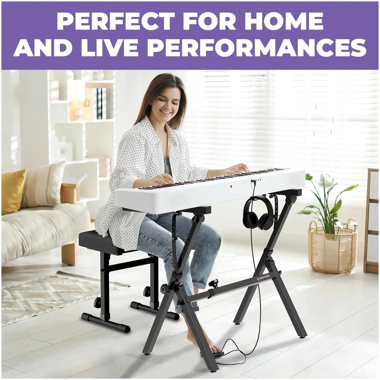 Foldable Piano Keyboard Stand and Bench Set Liquid Stands
