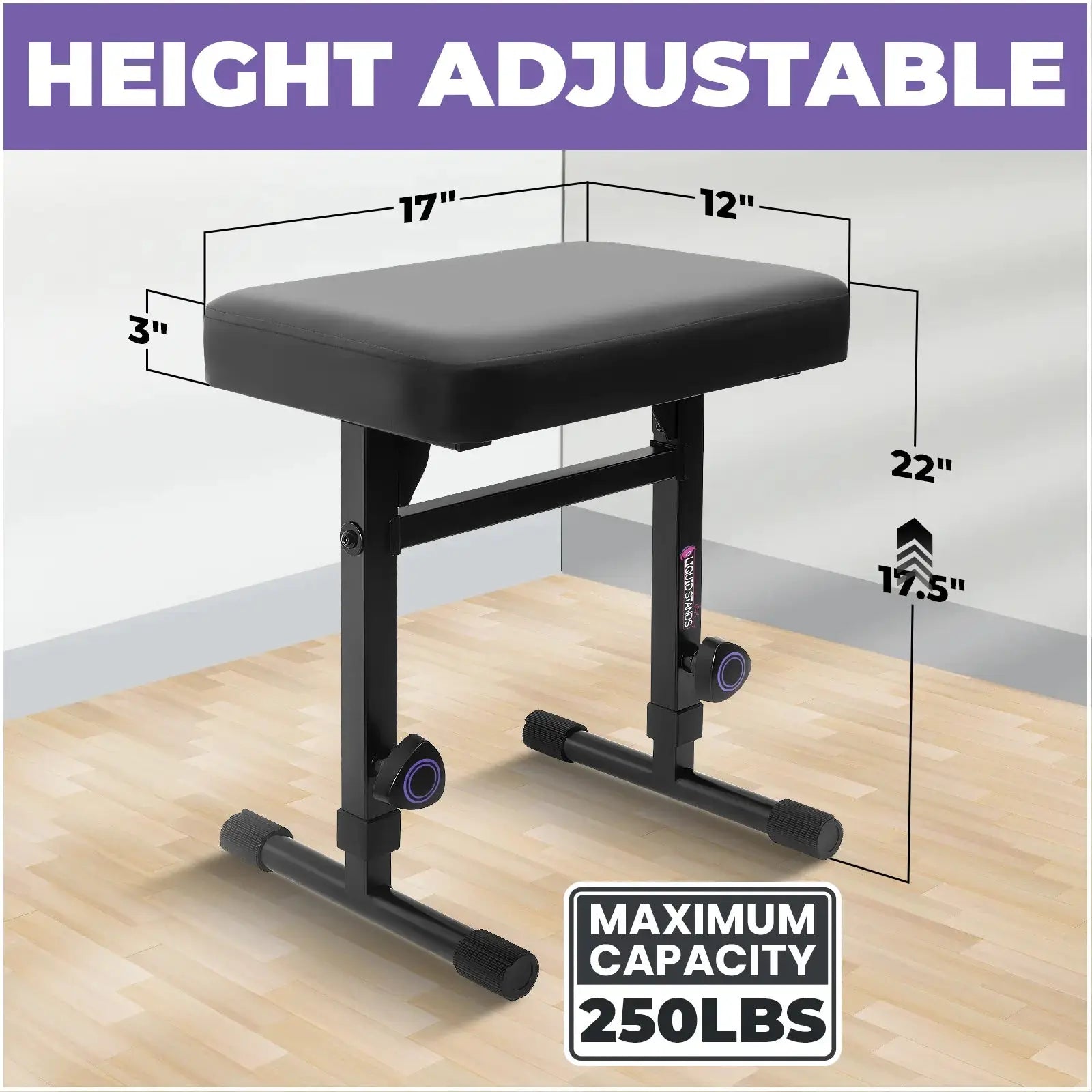 Foldable Piano Keyboard Stand w/ Wheels and Bench Set Liquid Stands