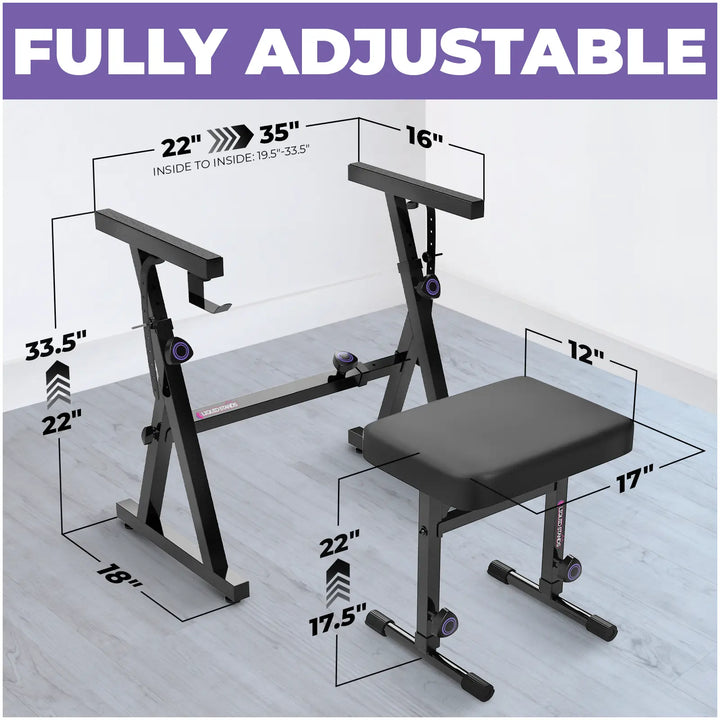 Adjustable Z Style Keyboard Stand w/ Bench Liquid Stands