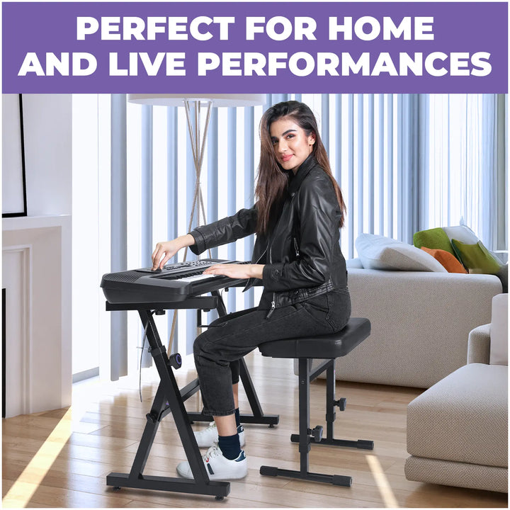 Adjustable Z Style Keyboard Stand w/ Bench Liquid Stands