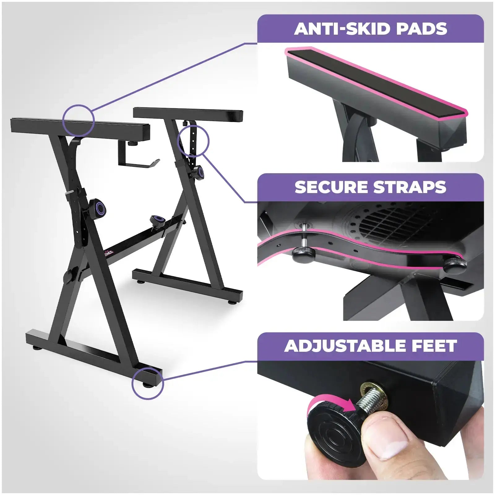 Black Adjustable Z Style Keyboard Stand w/ Mesh Cushion Bench Liquid Stands