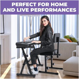 Piano Keyboard Stand and Bench with Backrest Liquid Stands
