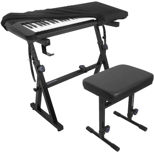 Adjustable Z Shape Black Keyboard Stand with Cover and Bench Liquid Stands
