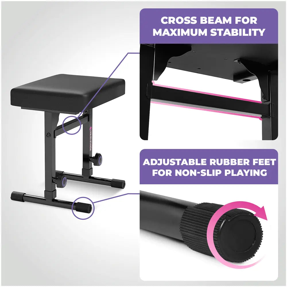 Adjustable Z Shape Black Keyboard Stand with Cover and Bench Liquid Stands