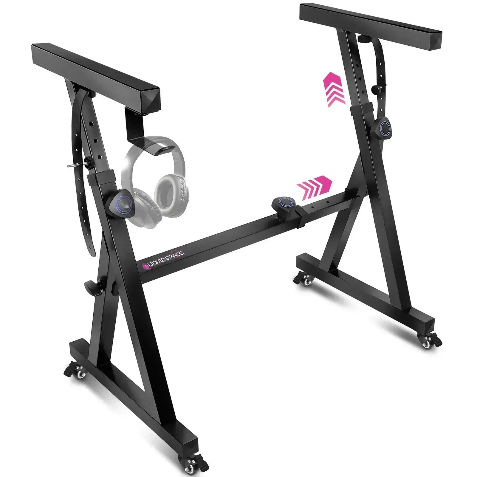 Adjustable Z Shape Black Keyboard Stand with Wheels Liquid Stands