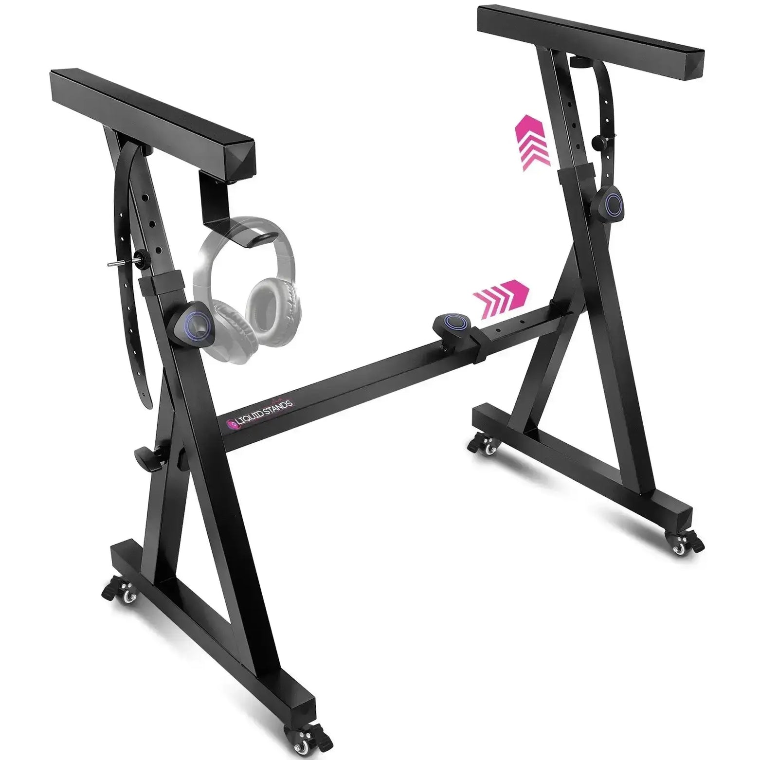 Adjustable Z Shape Black Keyboard Stand with Wheels Liquid Stands