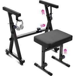 Adjustable Z Shape Keyboard Stand with Wheels and Bench Liquid Stands