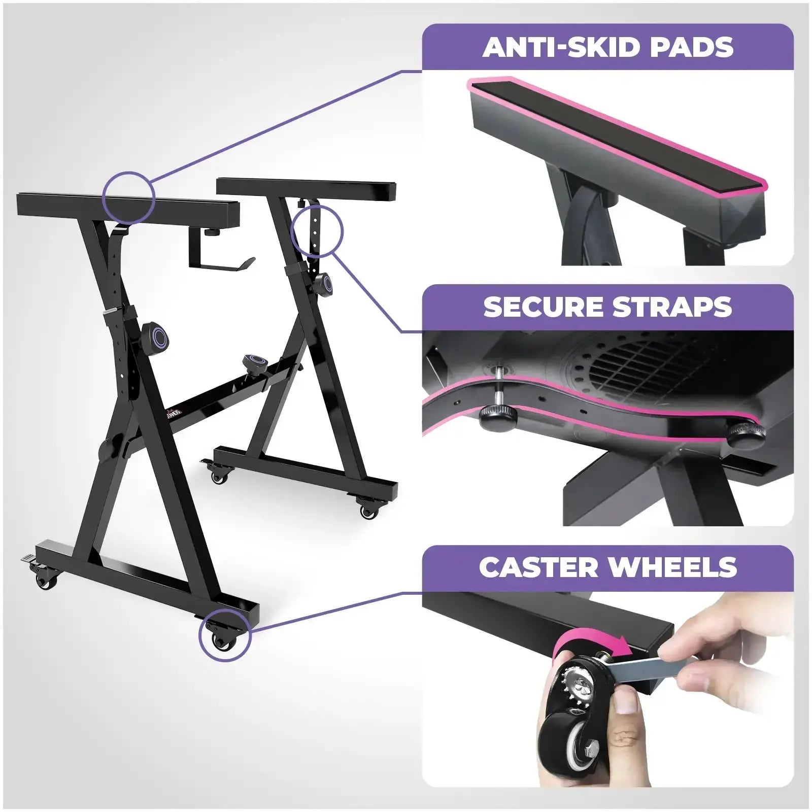 Adjustable Z Shape Keyboard Stand with Wheels and Bench Liquid Stands