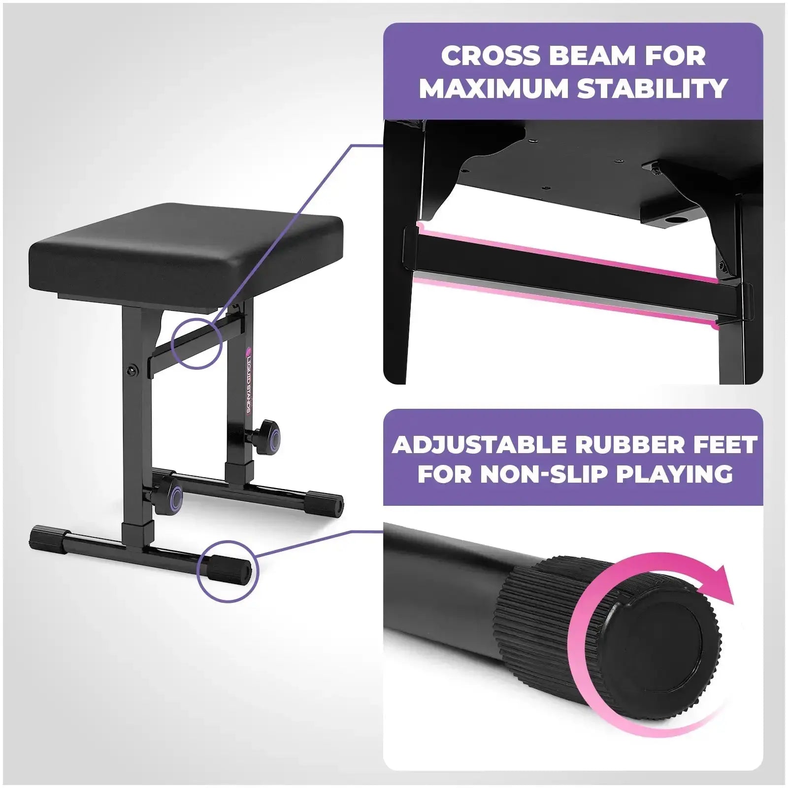 Adjustable Z Shape Keyboard Stand with Wheels and Bench Liquid Stands