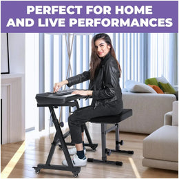 Adjustable Z Shape Keyboard Stand with Wheels and Bench Liquid Stands