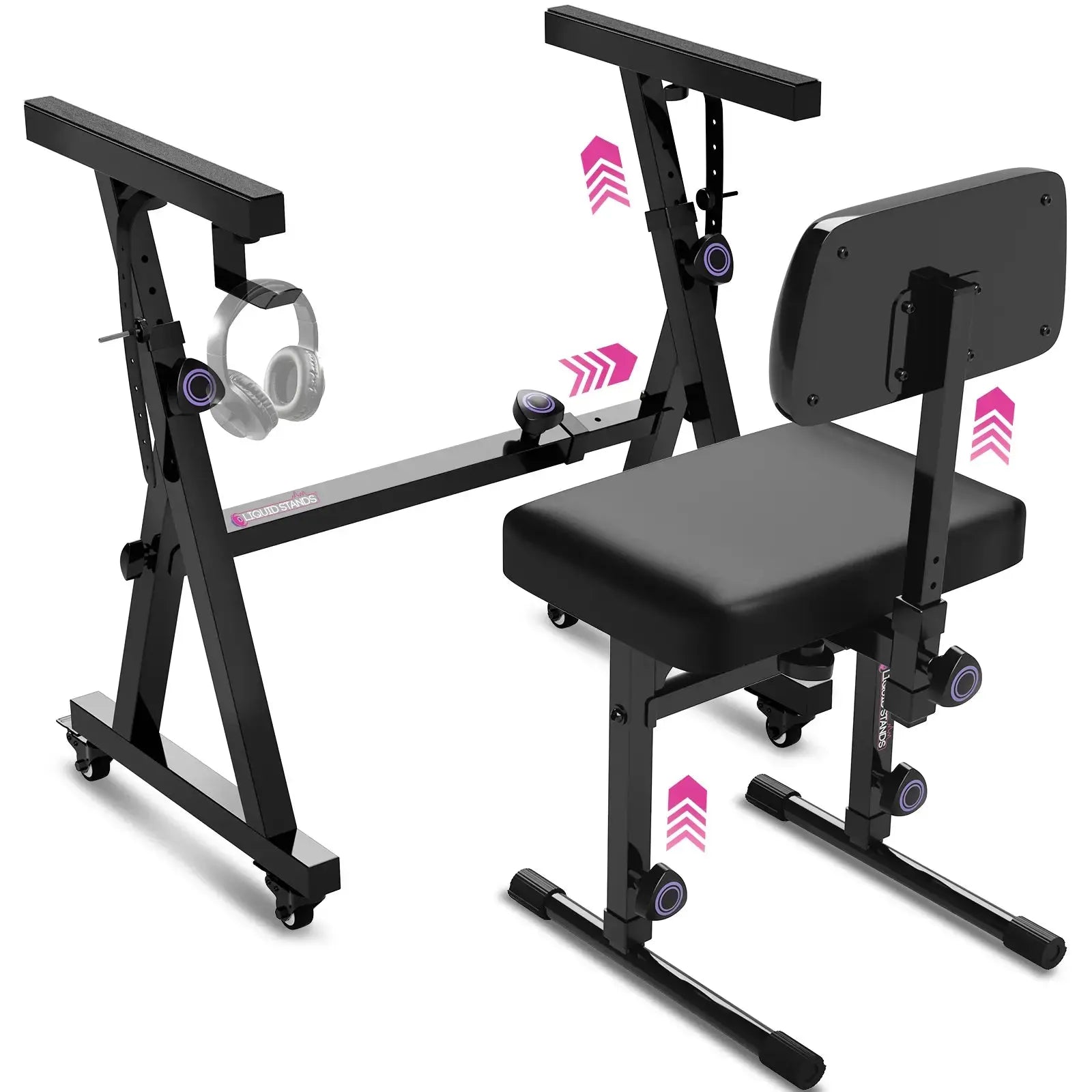 Keyboard Stand w/ Wheels and Adjustable Bench Set Liquid Stands