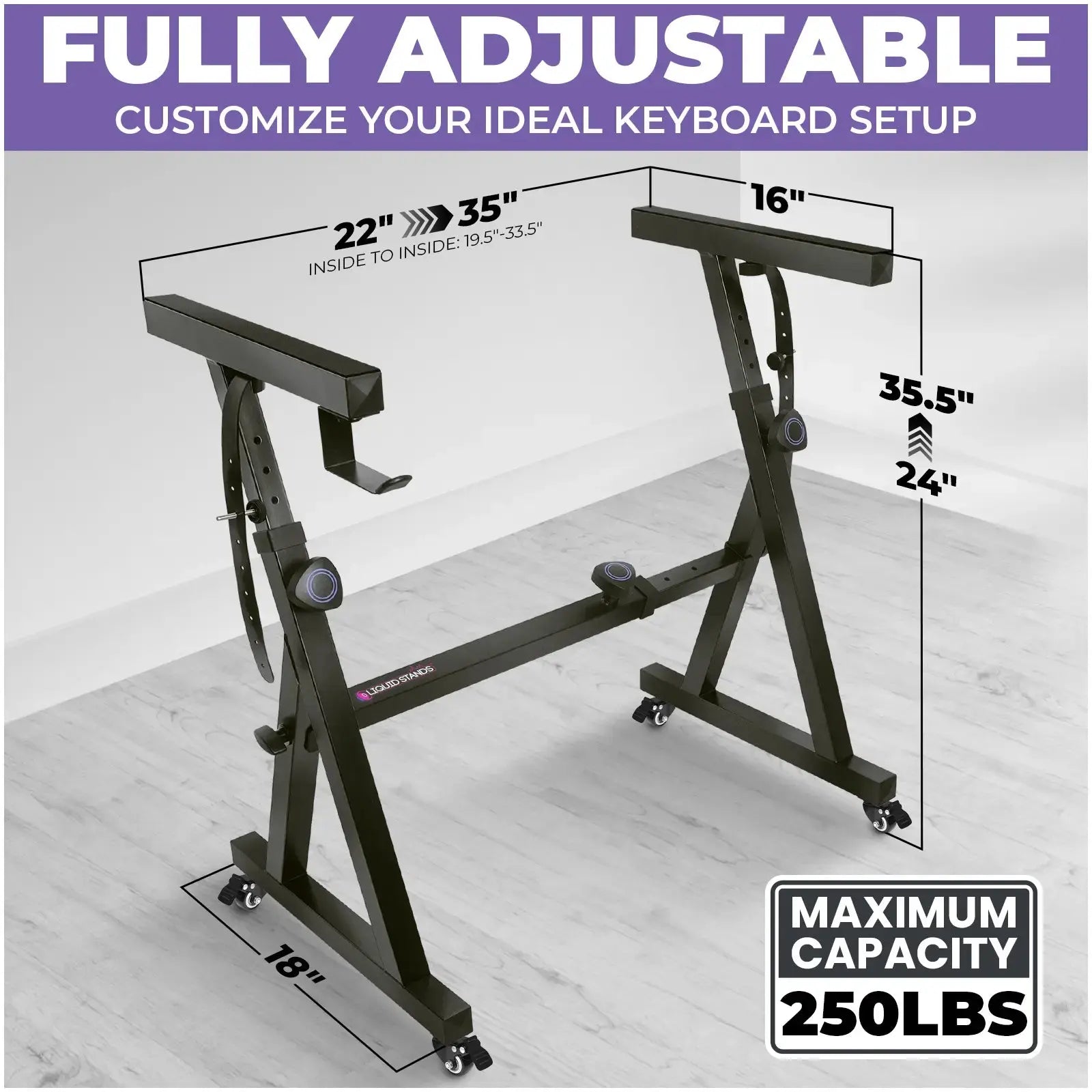 Keyboard Stand w/ Wheels and Adjustable Bench Set Liquid Stands