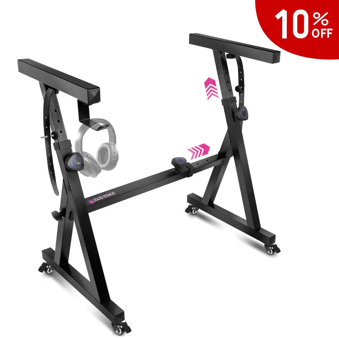 Adjustable Z Shape Black Keyboard Stand with Wheels Liquid Stands