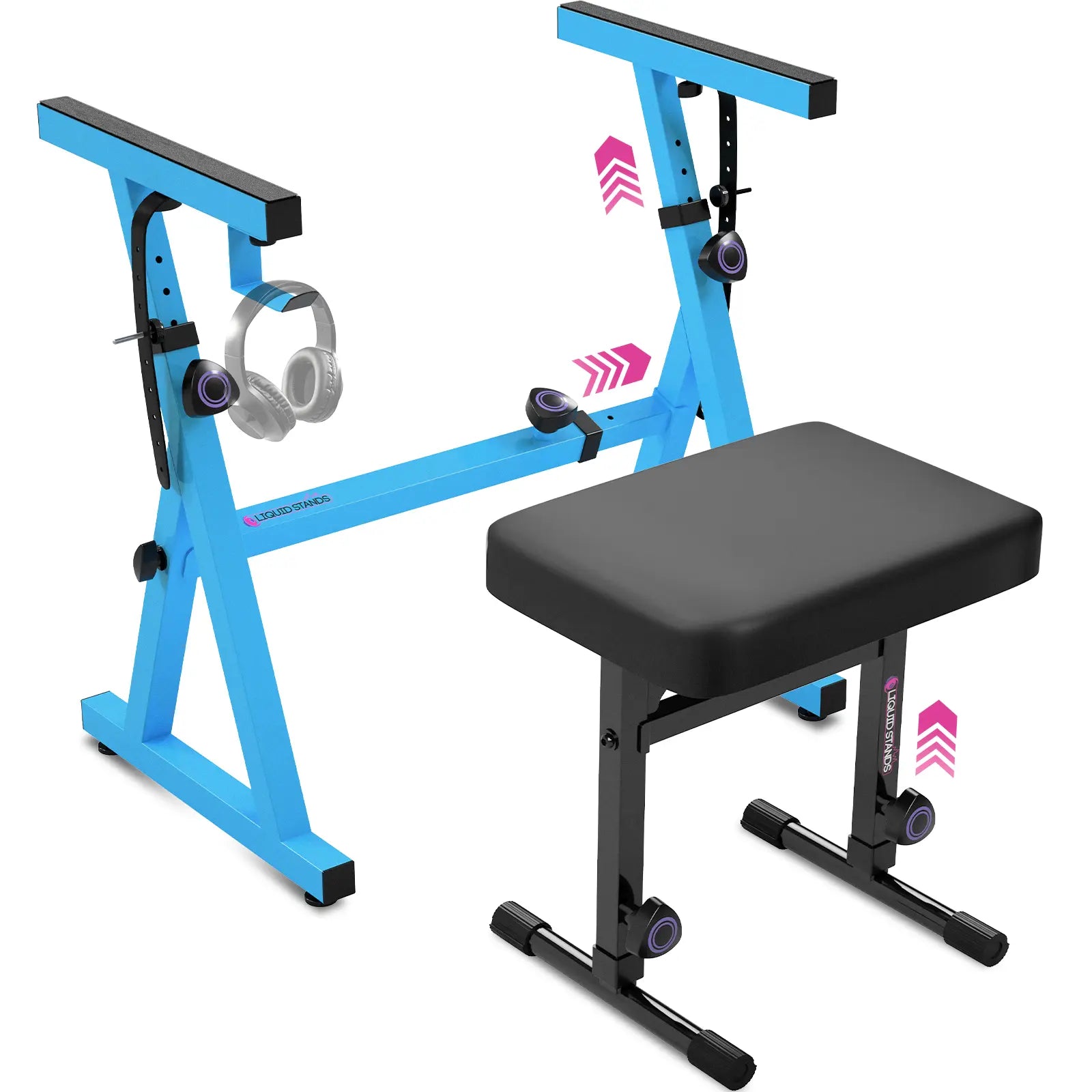 Adjustable Blue Z Style Keyboard Stand w/ Bench Liquid Stands