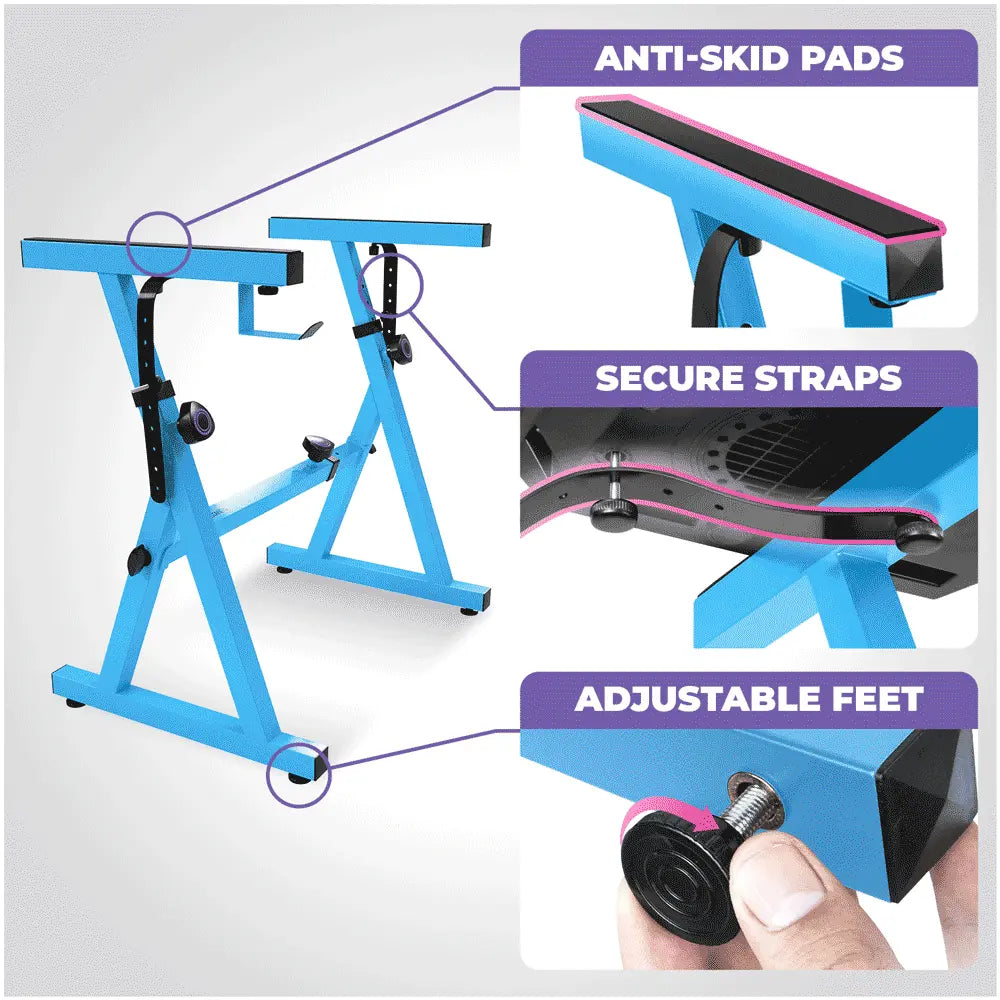 Light Blue Adjustable Z Style Keyboard Stand w/ Mesh Cushion Bench Liquid Stands