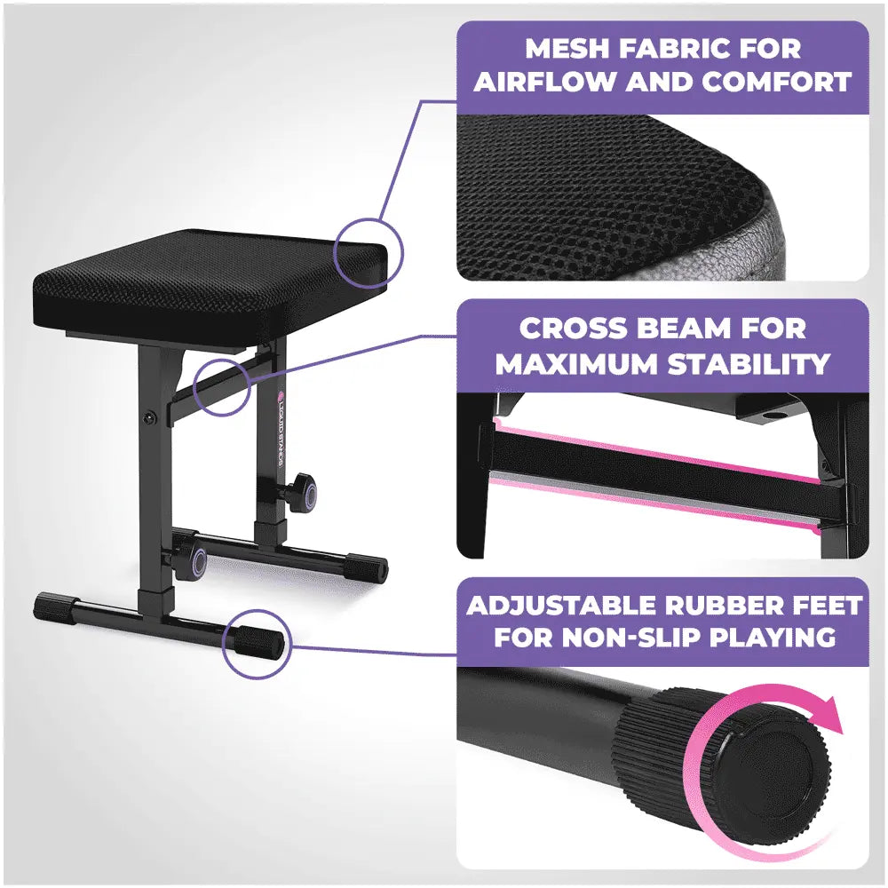 Light Blue Adjustable Z Style Keyboard Stand w/ Mesh Cushion Bench Liquid Stands