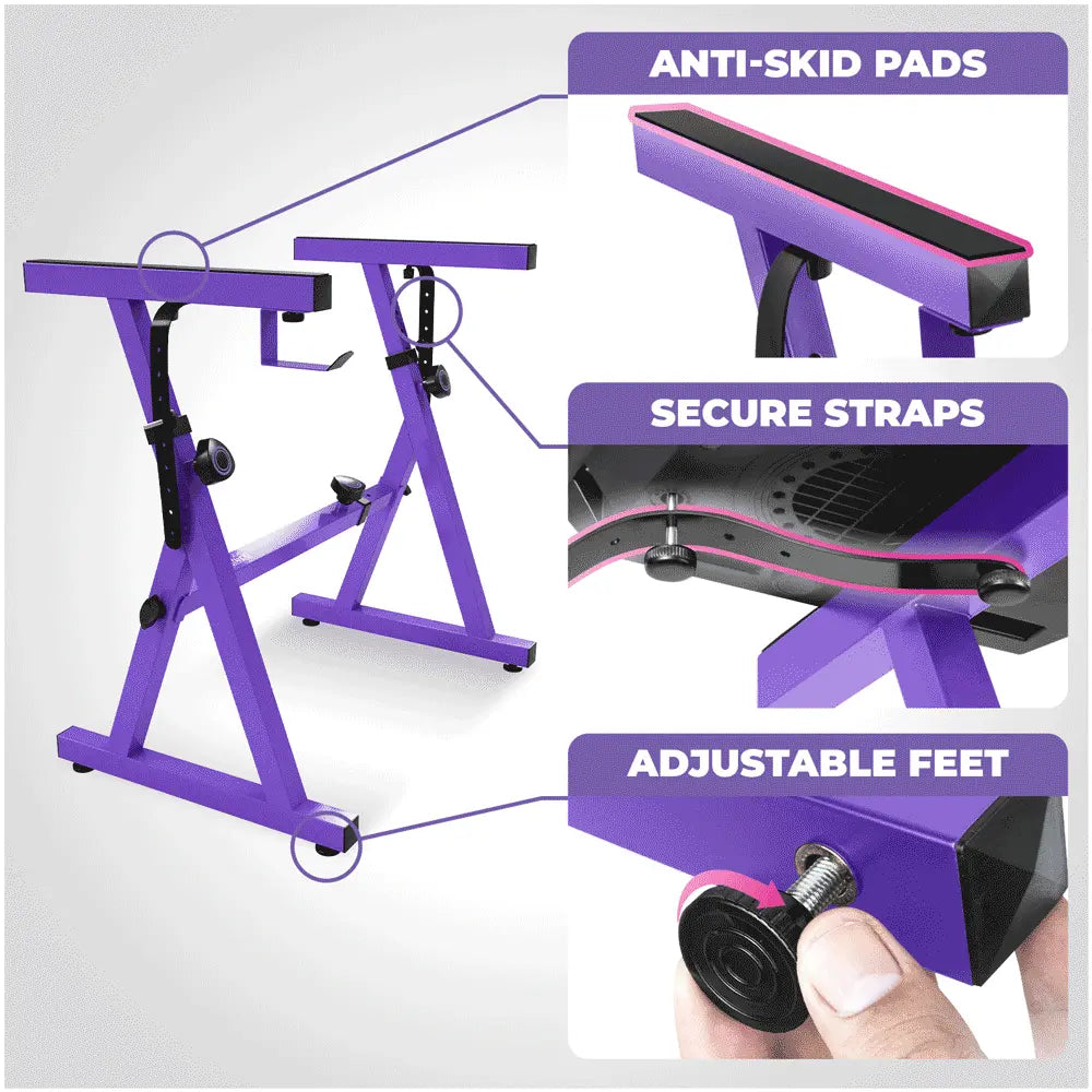 Adjustable Z Style Purple Keyboard Stand w/ Mesh Cushion Bench Liquid Stands