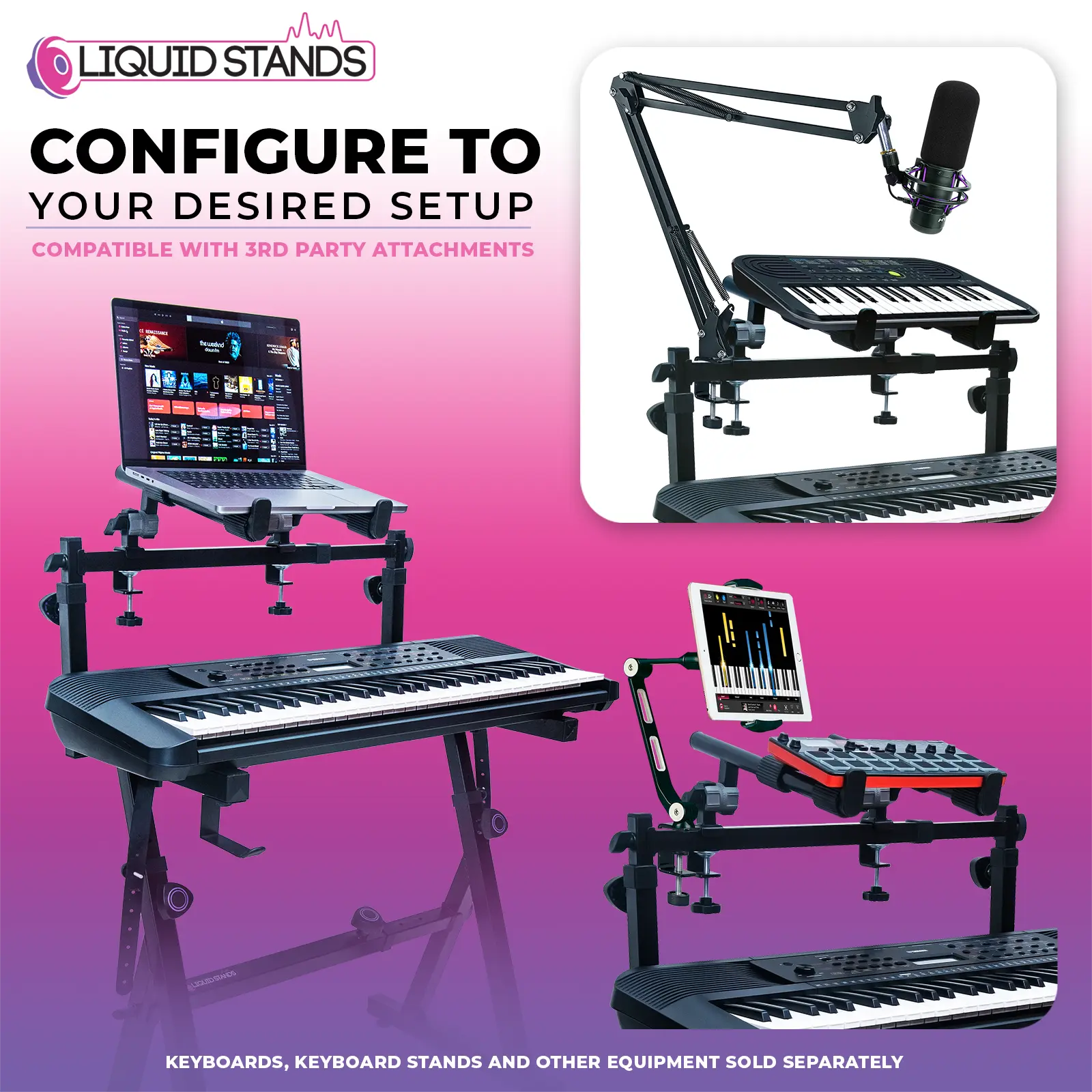 Refurbished Adjustable 2nd Tier Keyboard Stand Attachment Liquid Stands
