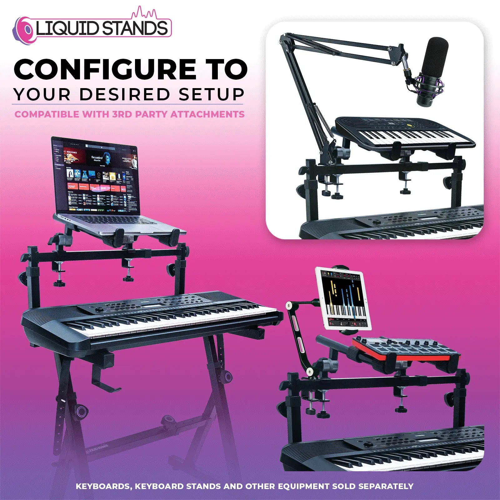 Expandable DJ Table Portable Audio Mixer Stand - Liquid Stands
