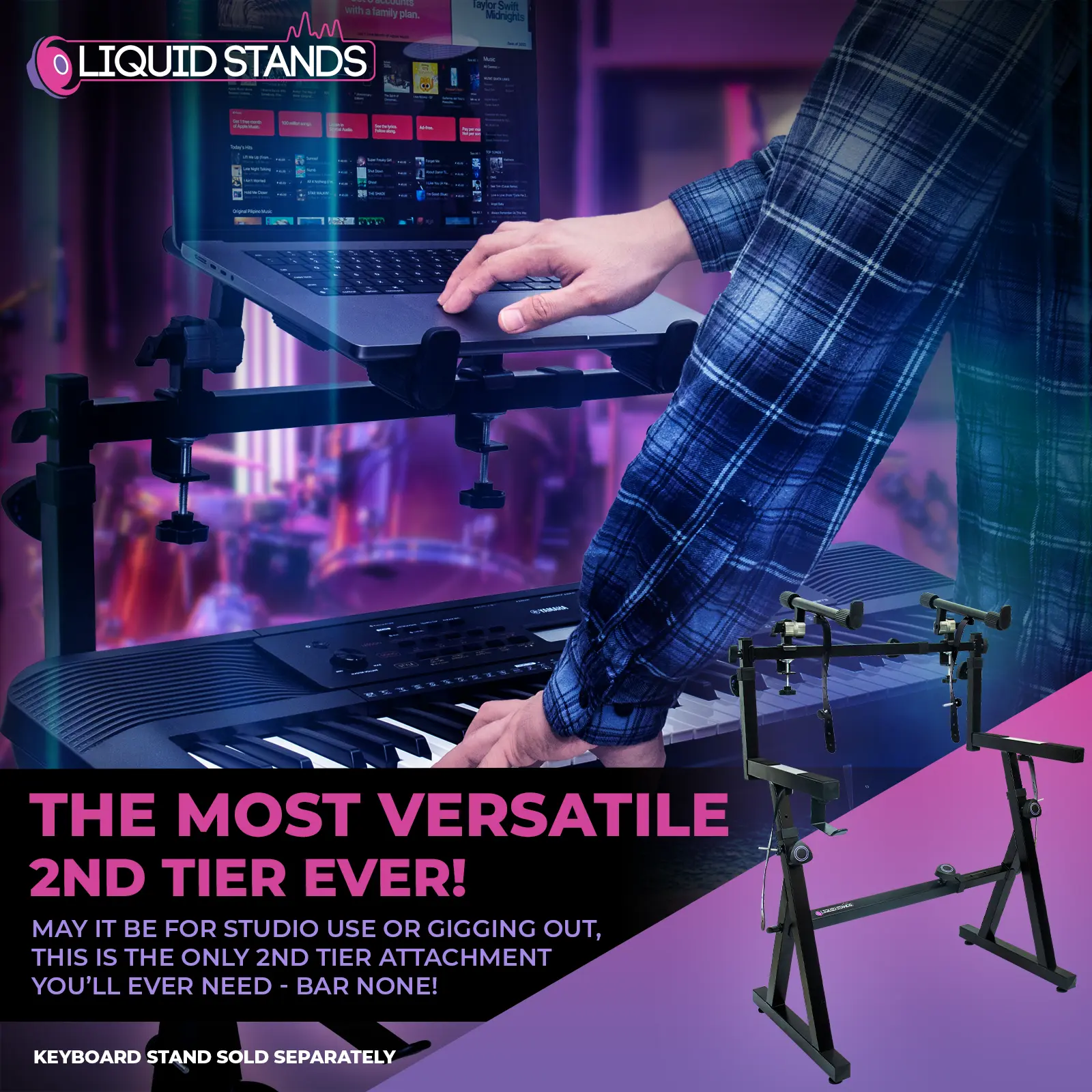 Refurbished Adjustable 2nd Tier Keyboard Stand Attachment Liquid Stands