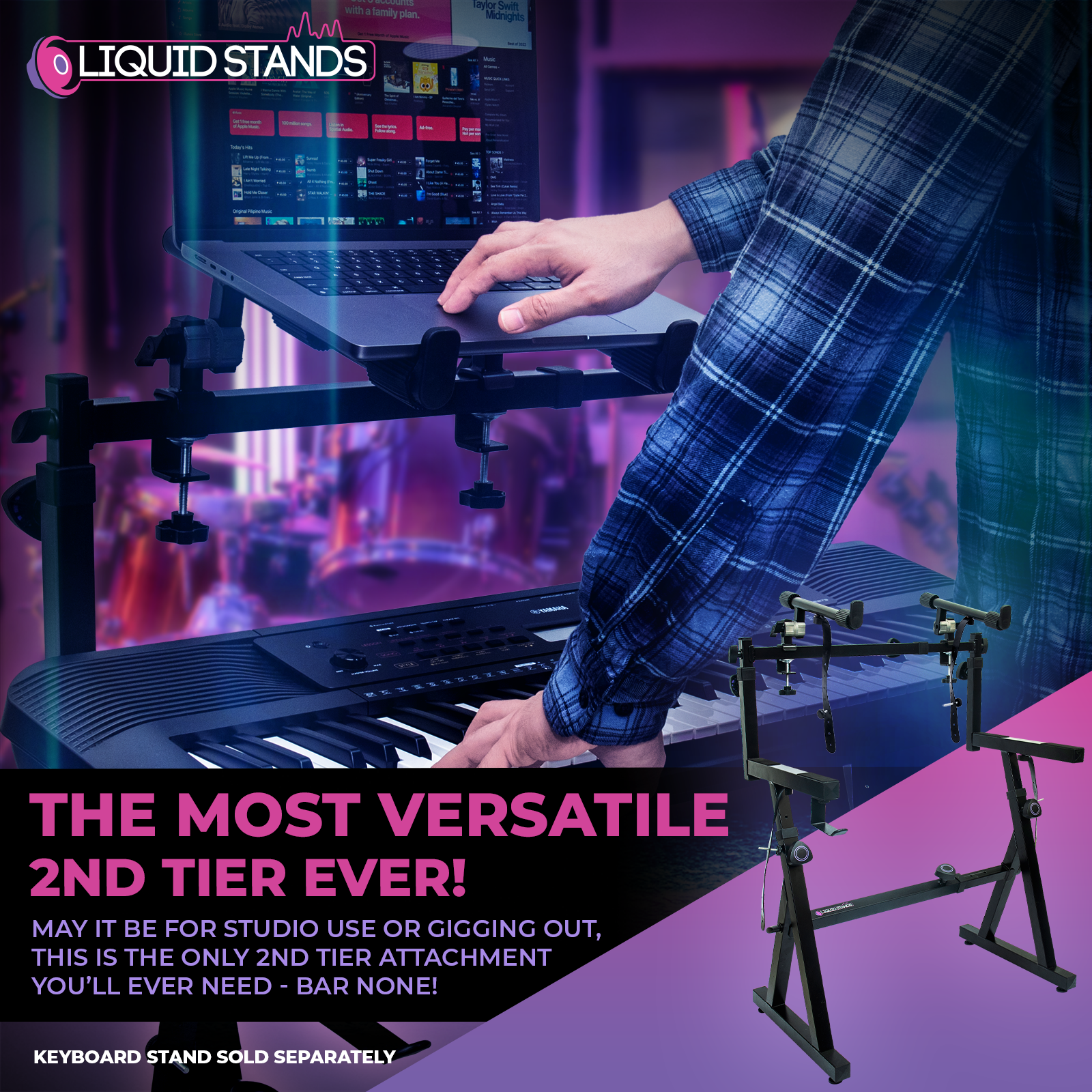 Adjustable 2nd Tier Keyboard Stand Attachment