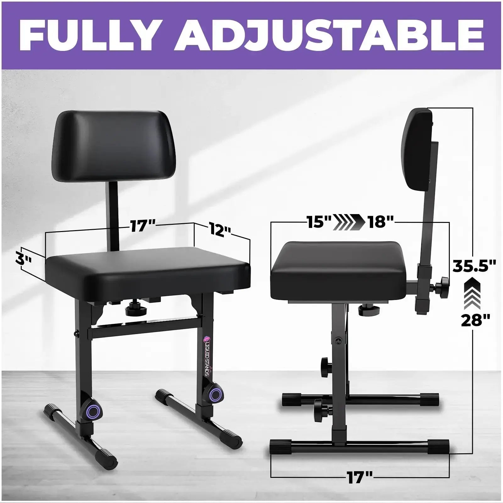 Adjustable Keyboard Bench Seat with Backrest Liquid Stands
