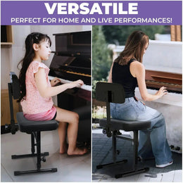 WS Adjustable Keyboard Bench Seat with Backrest Liquid Stands