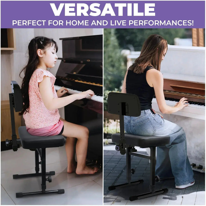 WS Adjustable Keyboard Bench Seat with Backrest Liquid Stands