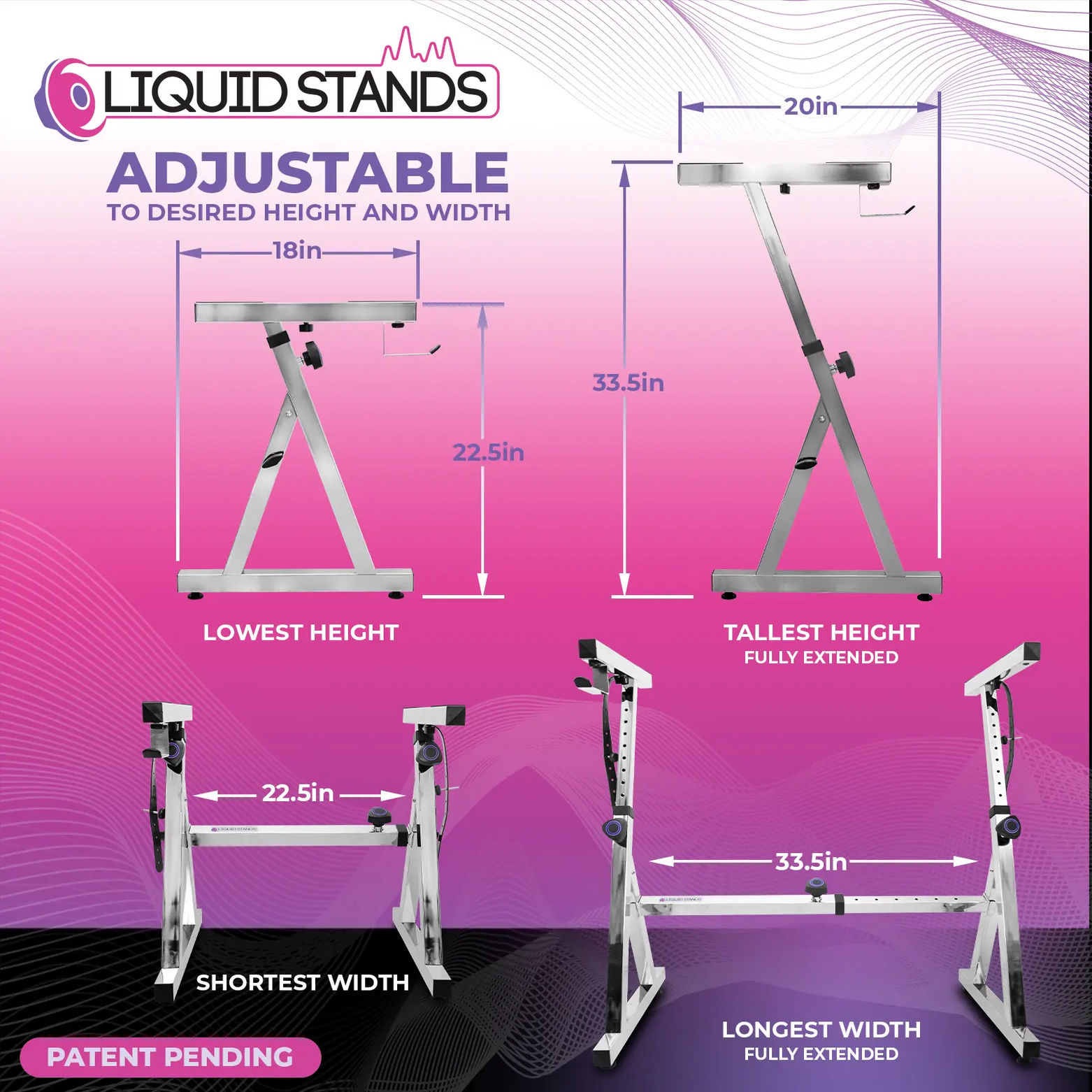 WS Adjustable Z Shape Chrome Keyboard Stand - Liquid Stands