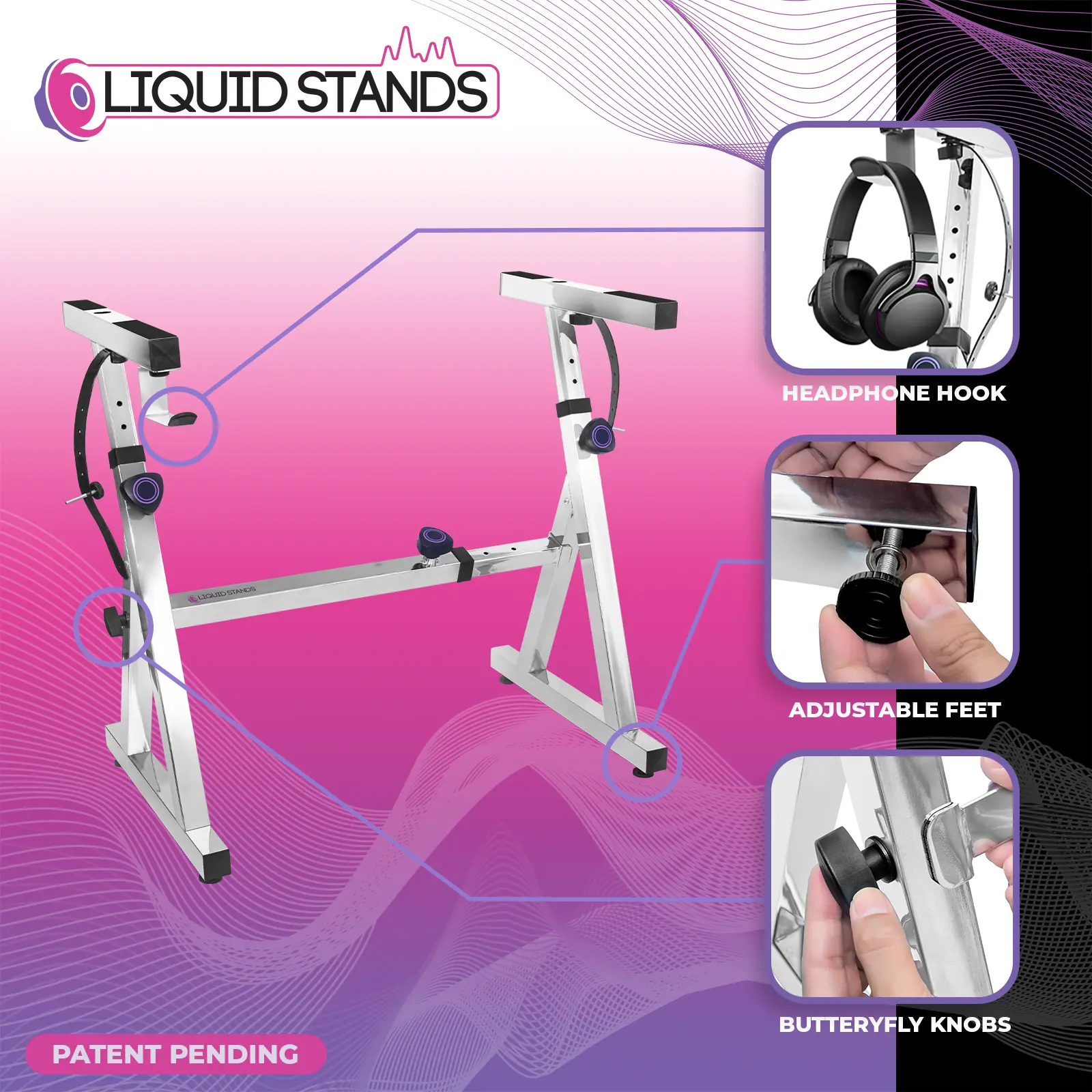 WS Adjustable Z Shape Chrome Keyboard Stand - Liquid Stands