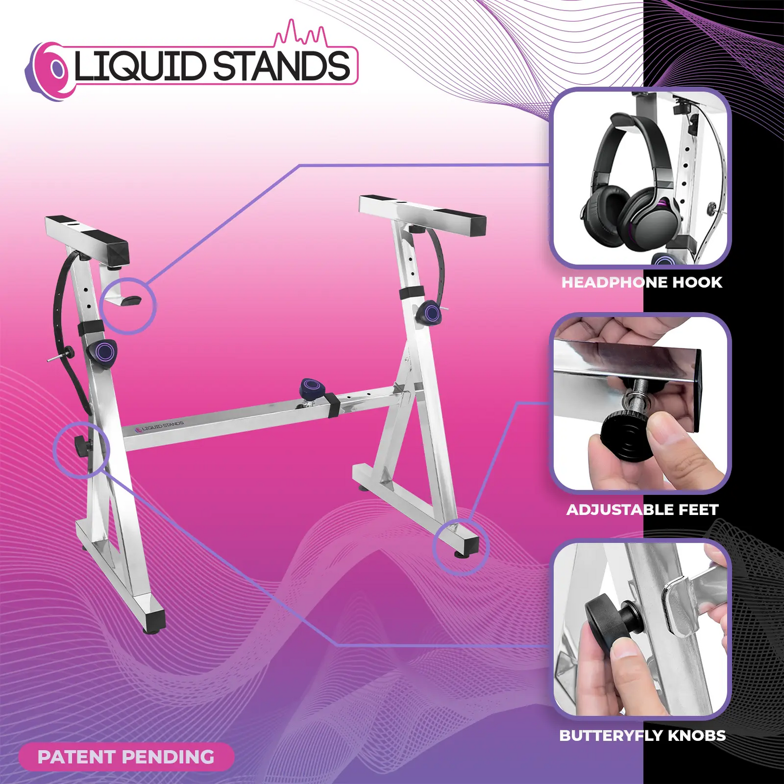 WS Adjustable Z Shape Chrome Keyboard Stand - Liquid Stands
