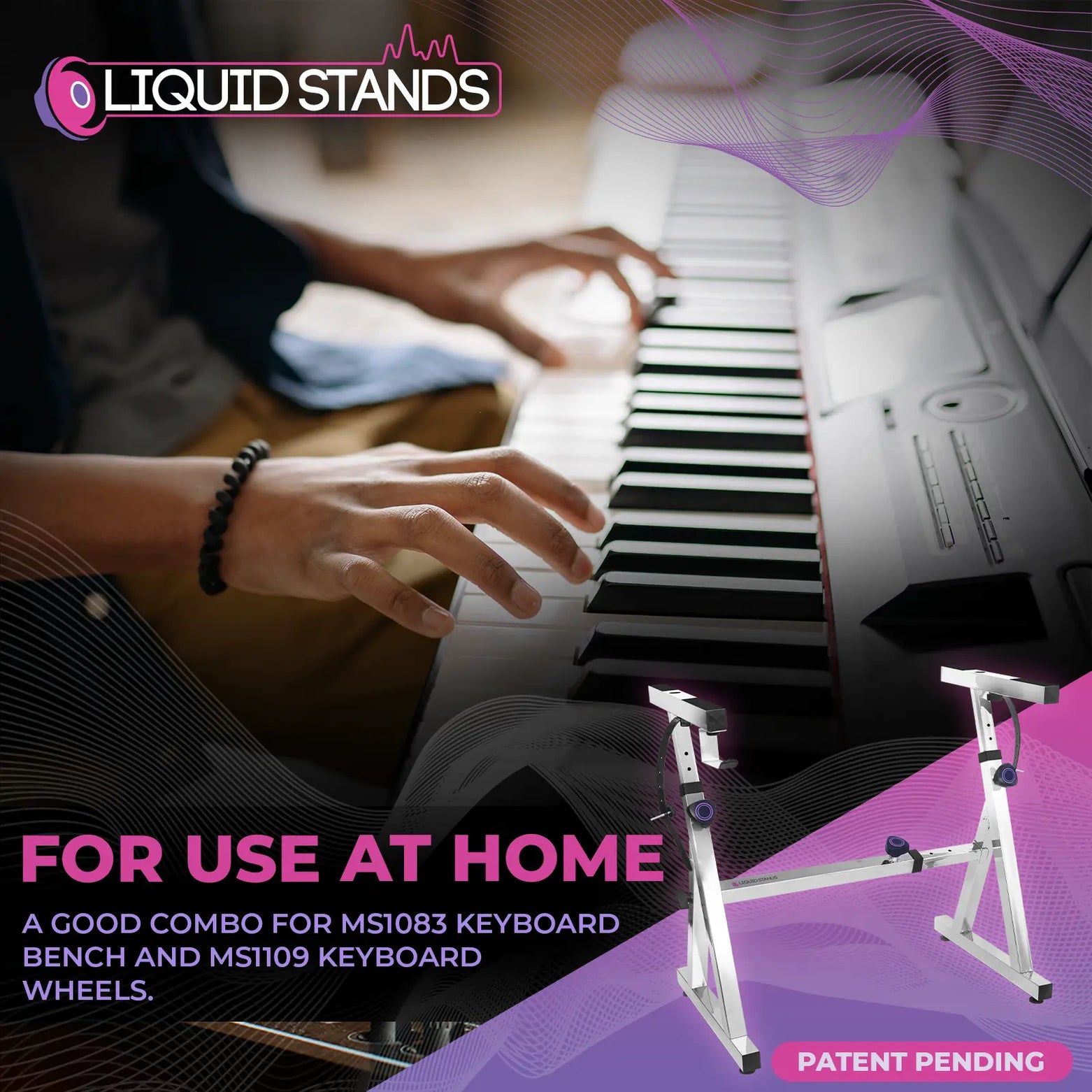 WS Adjustable Z Shape Chrome Keyboard Stand - Liquid Stands
