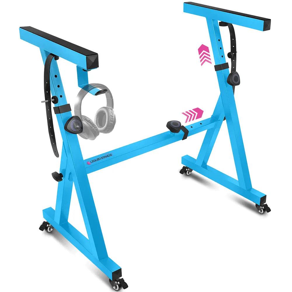 Adjustable Z Shape Light Blue Keyboard Stand with Wheels Liquid Stands